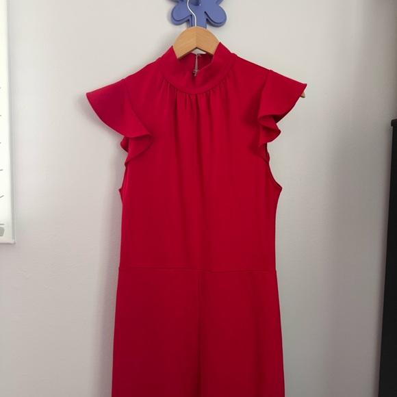 Amanda Uprichard Large Davina Jumpsuit Wide Leg Red Flutter Sleeveless - Picture 3 of 16